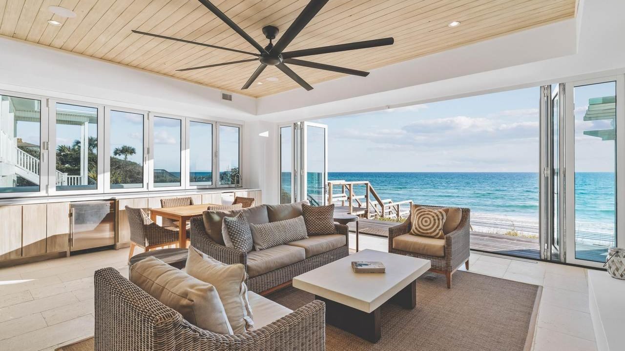 Luxury living room of a gulf front condo on the beach