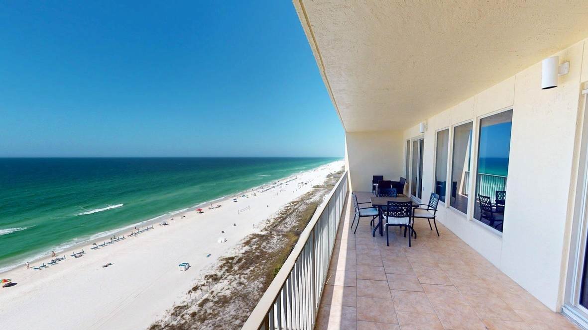 view of the beach from the balcony of the gulf crest condos