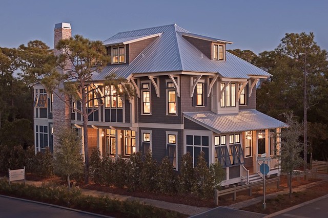 massive rosemary beach home resting on the corner of a street