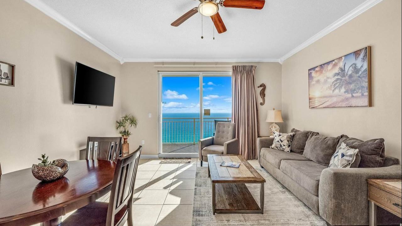 luxurious living room inside one of the sterling reef condos