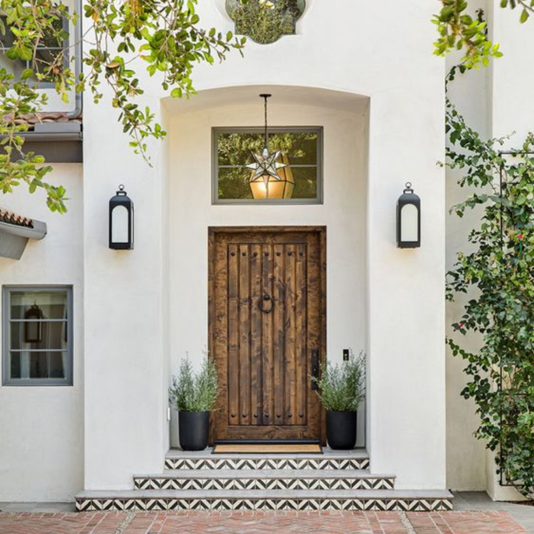 Front door with foliage