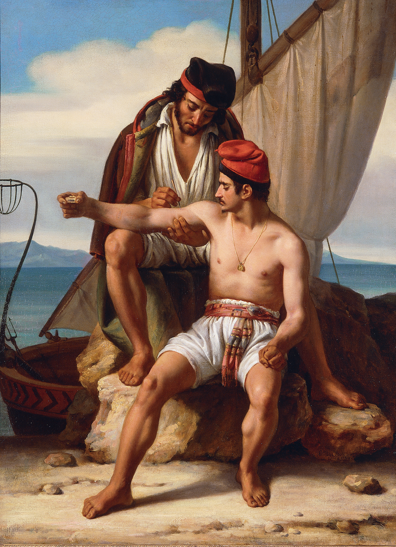 Constantin Jean-Marie Prévost , « Le tatouage du matelot », 1830