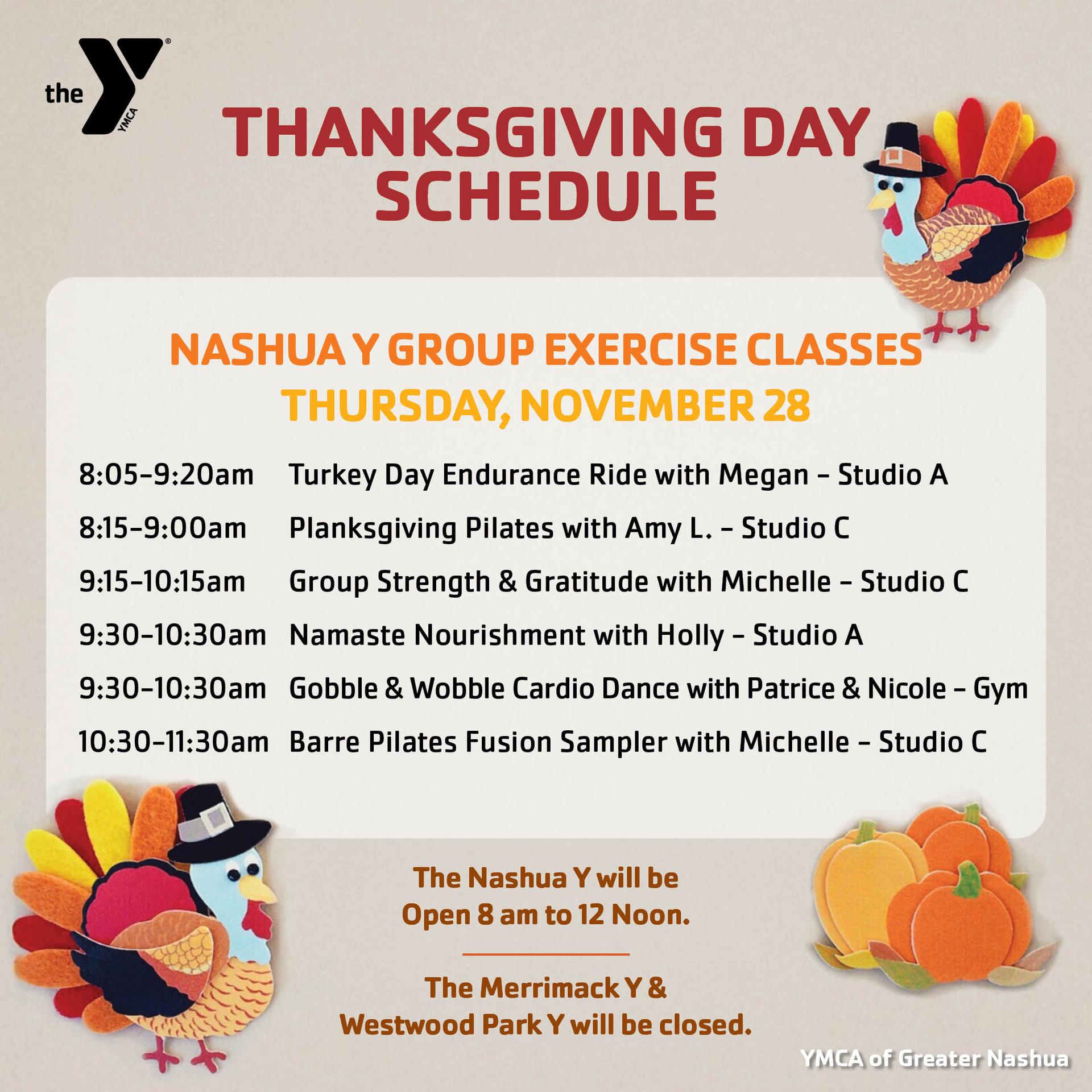 Thanksgiving Schedule