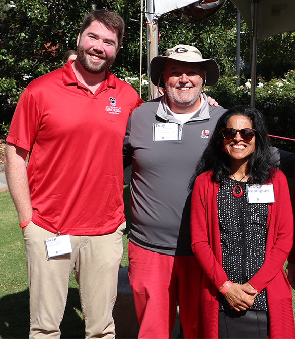 Usha Rodrigues with Class of 2020 President Jack Donlon and Asst. Dean Tony Waller