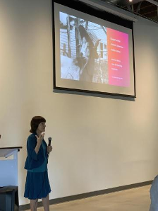 UT Austin’s Kathleen Higgins presenting on grief and humor