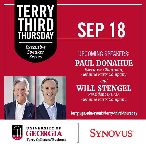 Ad for Terry Third Thursday featuring Paul Donahue and Will Stengel of Genuine Parts Company