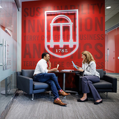 Executive MBA students work on a project at Terry's Executive Education center