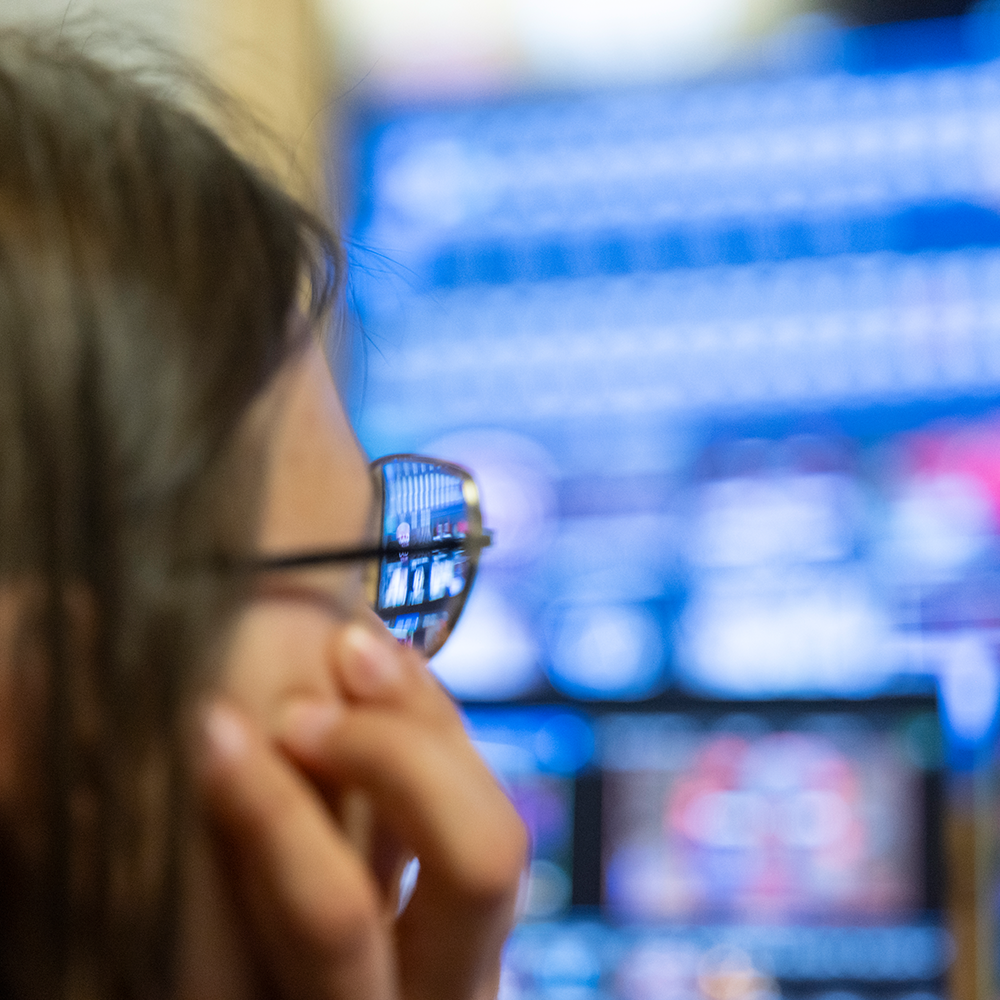 Glasses looking at computer screen (UGA)