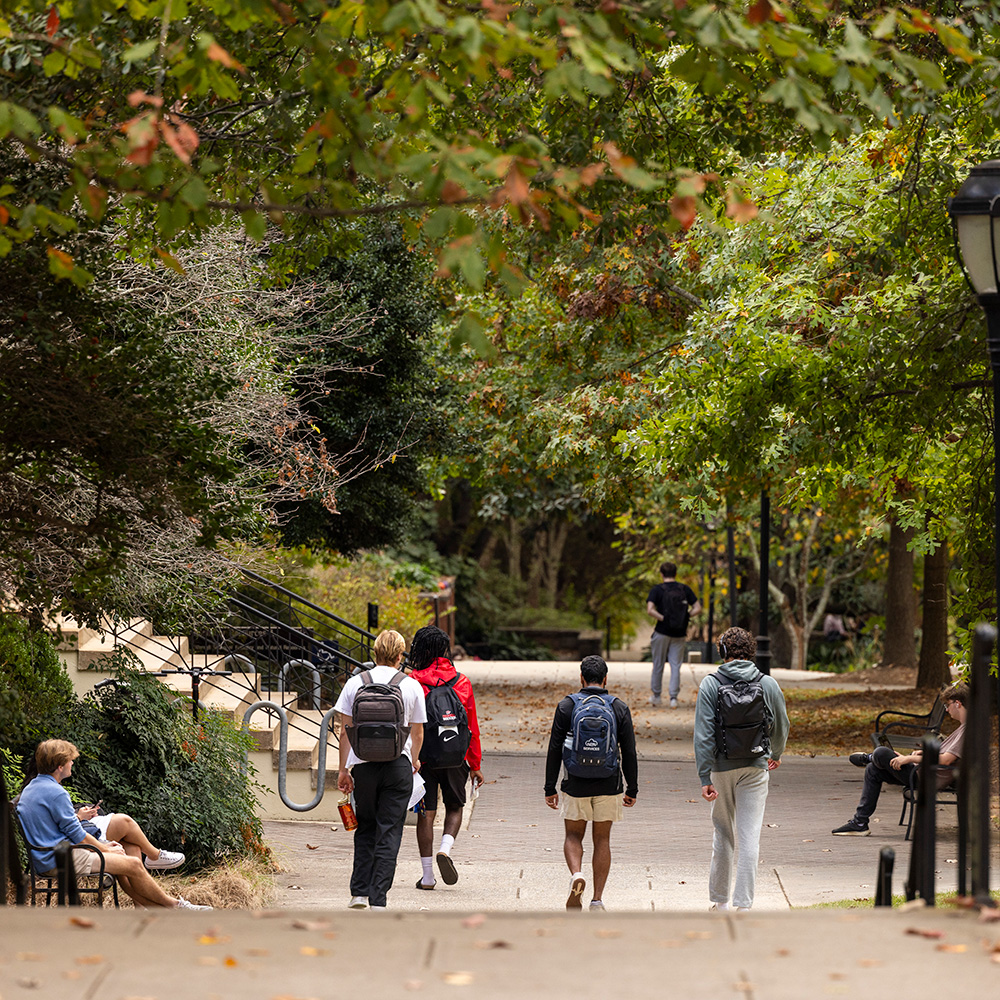 Students walk to class on south campus.