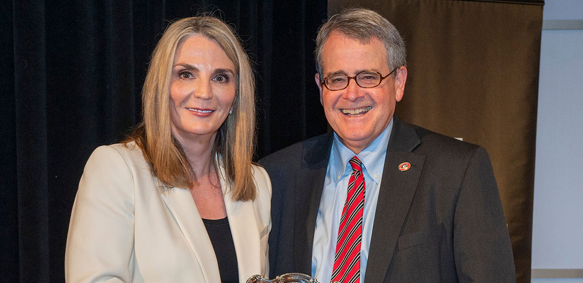 Vice President for Public Service and Outreach Jennifer Frum and UGA President Jere W. Morehead. Photo by: Wingate Downs