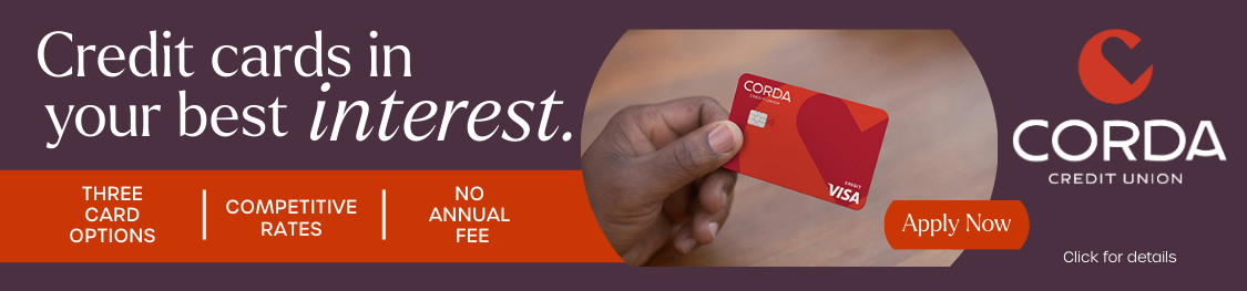 Credit cards in your best interest. Hand holding a Corda credit card