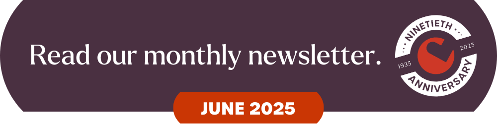 June 2025. Read our monthly newsletter. Corda 90th anniversary logo.