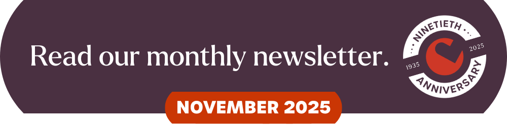 November 2025. Read our monthly newsletter. Corda 90th anniversary logo.