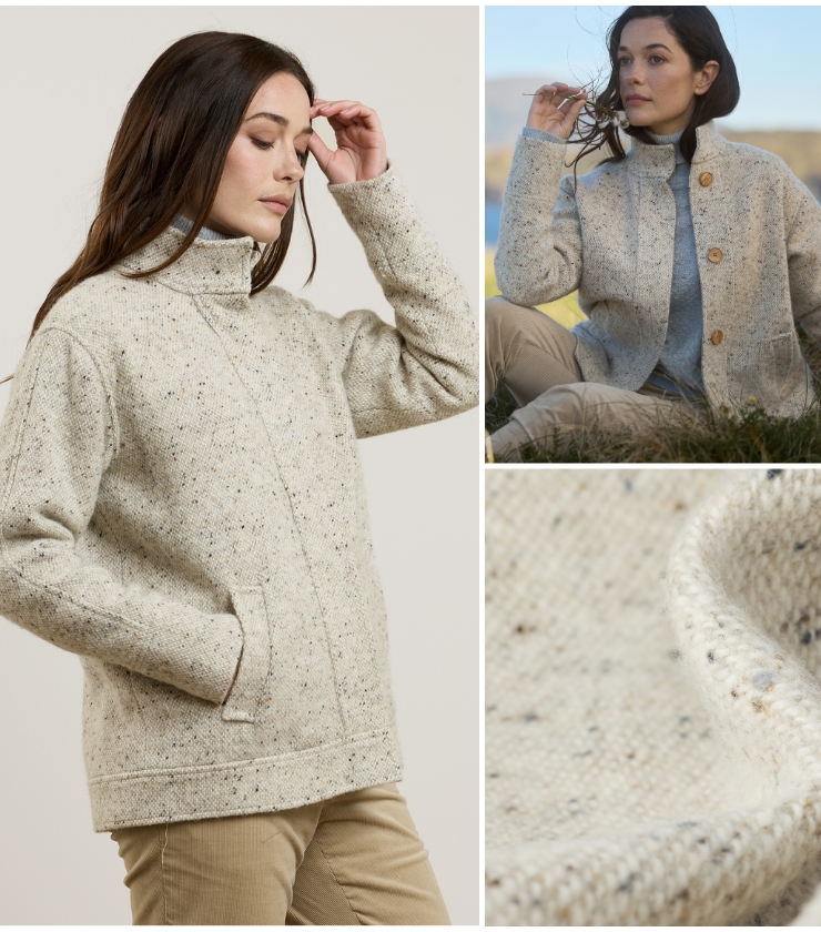 Izzy Irish Wool Bomber in Salt & Pepper Donegal Tweed Izzy Irish Wool Bomber in Salt & Pepper Donegal Tweed