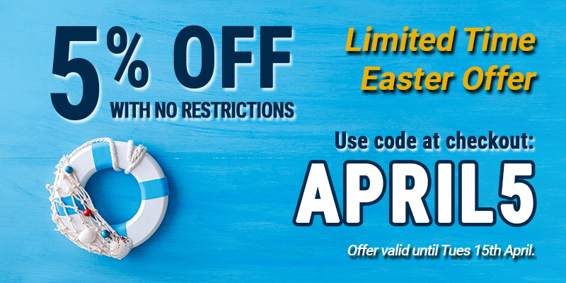 Easter Weekend Online Exclusive - Take 5% off your order with code APRIL5. No restrictions.