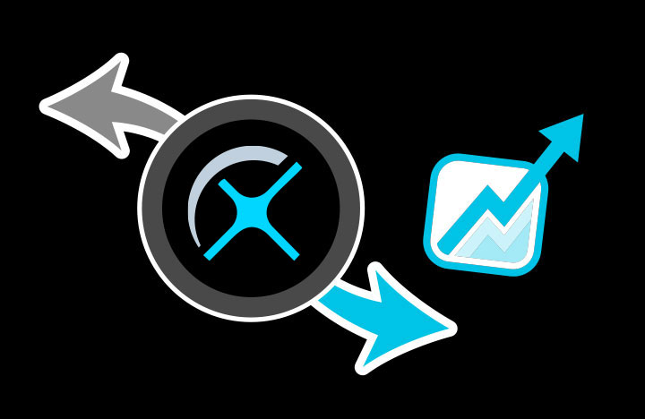 a logo with arrows pointing to a logo