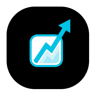 a blue circle with a white border and a blue laptop