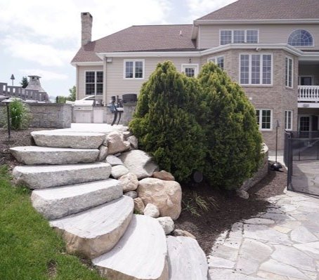 Custom stonework for stairs, walls, and outdoor kitchens in East Hampton, CT