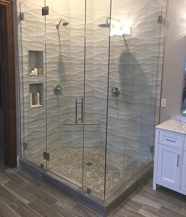Custom frameless shower remodel in Memorial, TX by Tile Zone — modern tile design, expert installation, and trusted craftsmanship