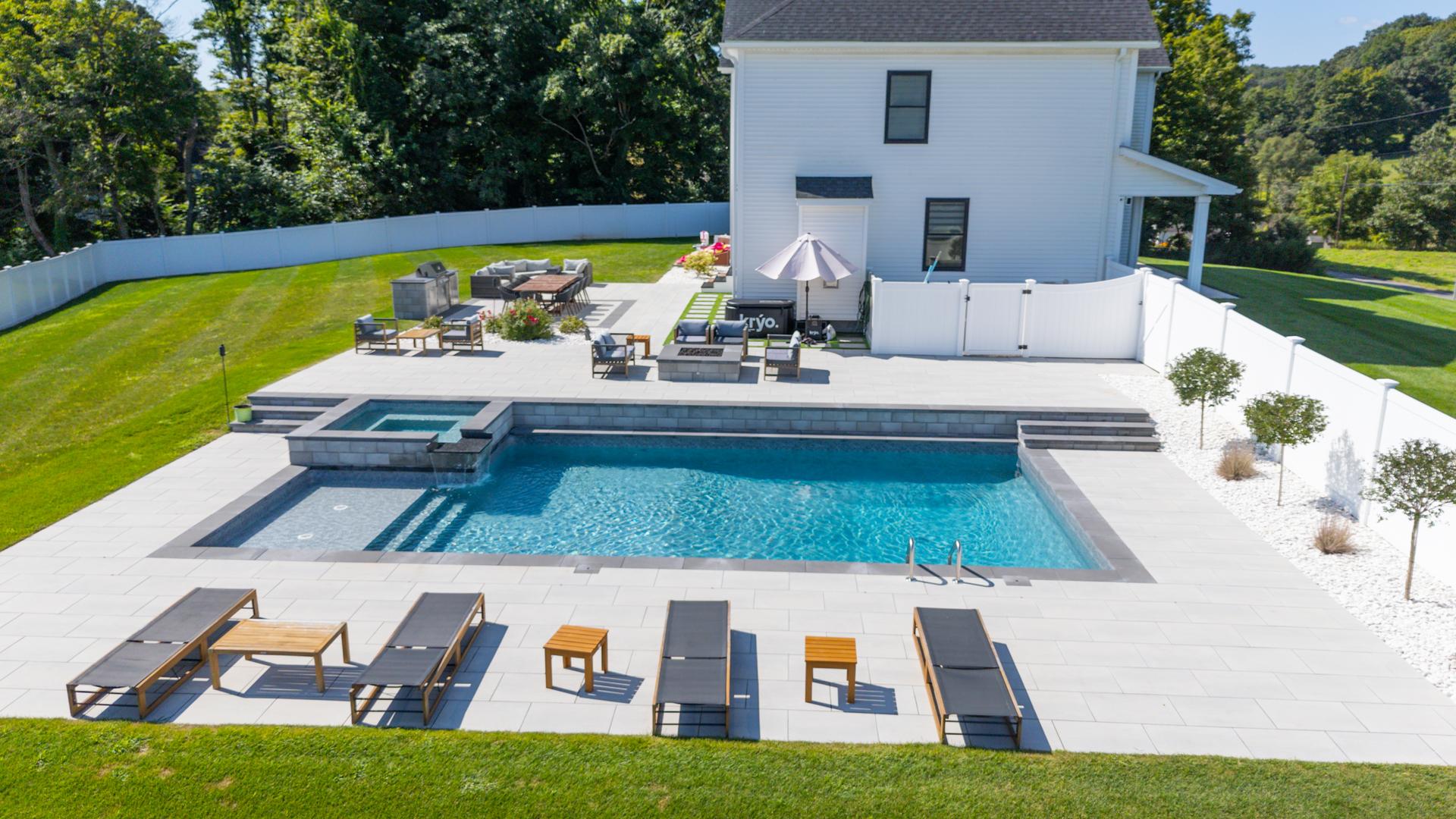 New residential pool build completed by local experts in Madison, CT
