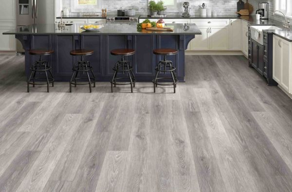 Stylish kitchen design with luxury vinyl plank flooring