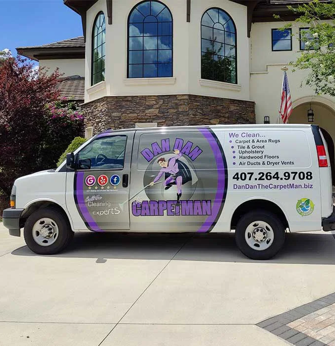 Dan Dan the Carpet Man service van - we offer professional cleaning services across Orlando, Winter Park, Windermere, Lake Nona, and surrounding Central Florida areas