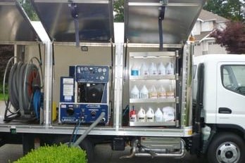 Truck-mounted steam cleaning system used by Anderson Carpet, Wood & Tile Cleaning for deep, eco-friendly carpet and floor cleaning in Seattle Truck-mounted steam cleaning system used by Anderson Carpet, Wood & Tile Cleaning for deep, eco-friendly carpet and floor cleaning in Seattle