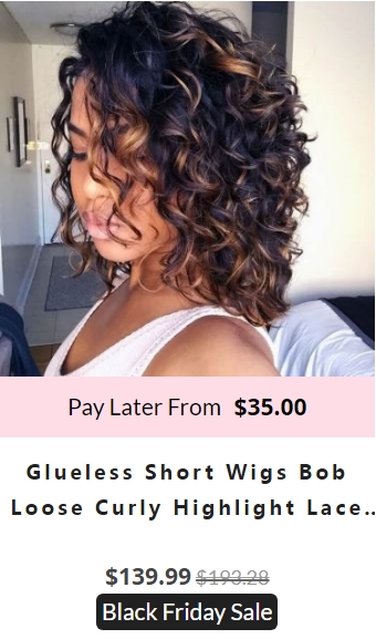 GLUELESS SHORT WIGS BOB LOOSE CURLY HIGHLIGHT LACE FRONTALS WIGS HUMAN HAIR