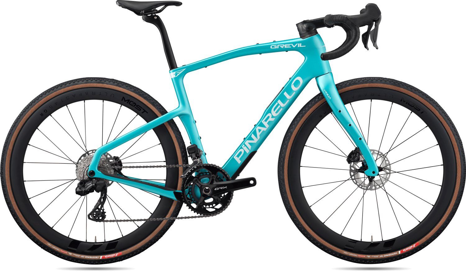 Pinarello Grevil F7 Shimano GRX Di2 2x12, Most Gravel Carbon 45, Stone Turquoise