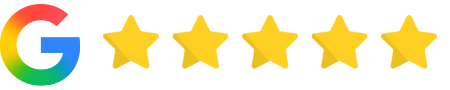 Google-Logo mit fünf gelben Sternen als Symbol für eine 5-Sterne-Bewertung