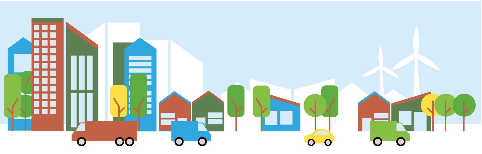 Illustratie stad met auto's