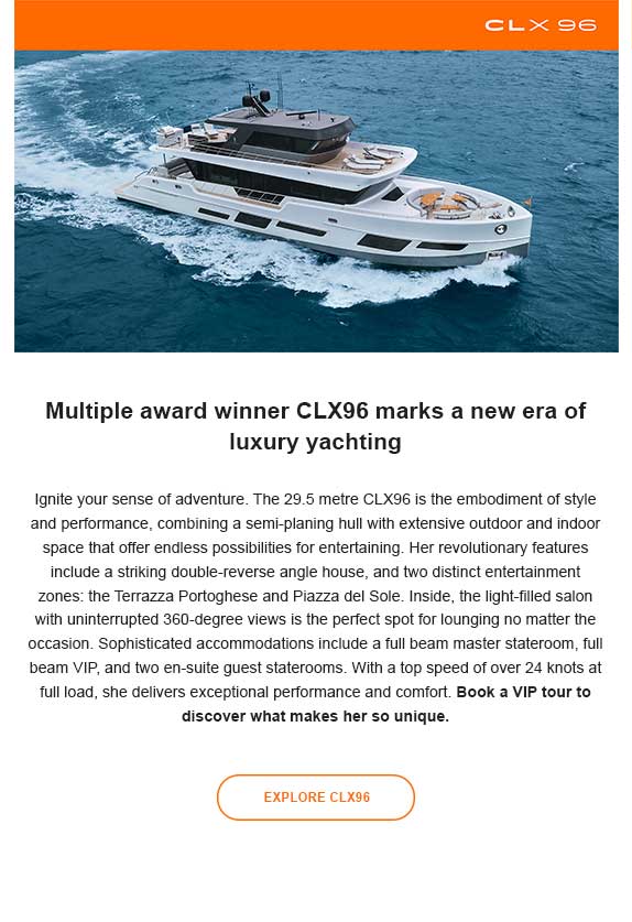 Multiple award winner CLX96 marks a new era of luxury yachting
