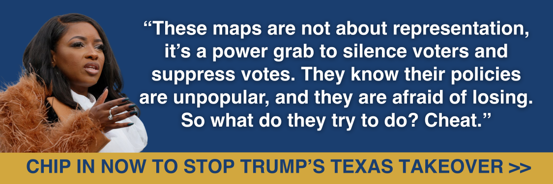 Rep. Jasmine Crockett: “These maps are not about representation, it’s a power grab to silence voters and suppress votes. They know their policies are unpopular, and they are afraid of losing. So what do they try to do? Cheat.”