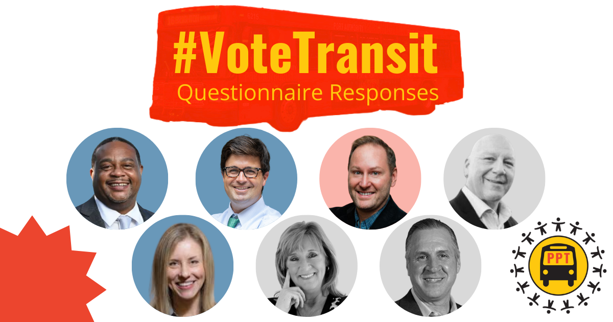 collage of transit riders and transit workers holding signs that say ''I'm a worker. Transit Moves Me!''. Text in the middle of the photo says ''Transit service is threatened across PA - let's build a plan to win! Transit Moves  Us Tues March 18 5:30-7pm''