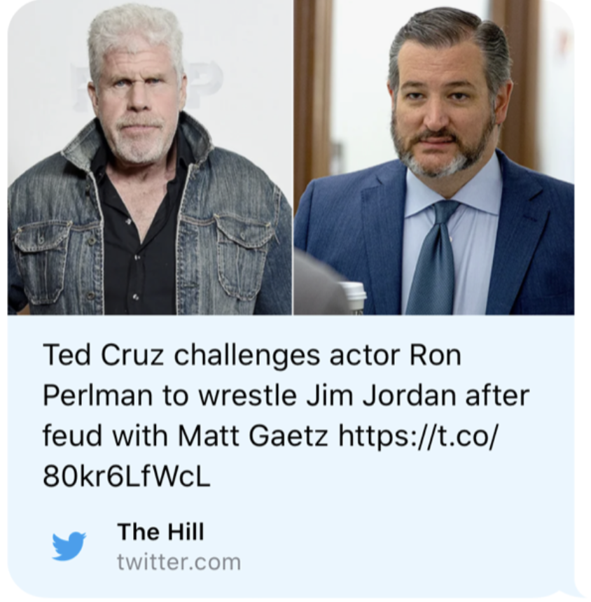 Ted Cruz challenges actor Ron Perlman to wrestle Jim Jordan after attack on Gaetz