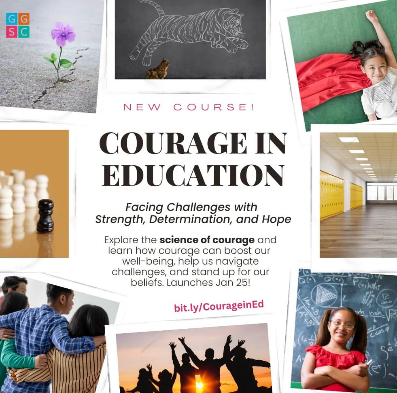 Flyer for Courage in Education course offered by Greater Good in Education.