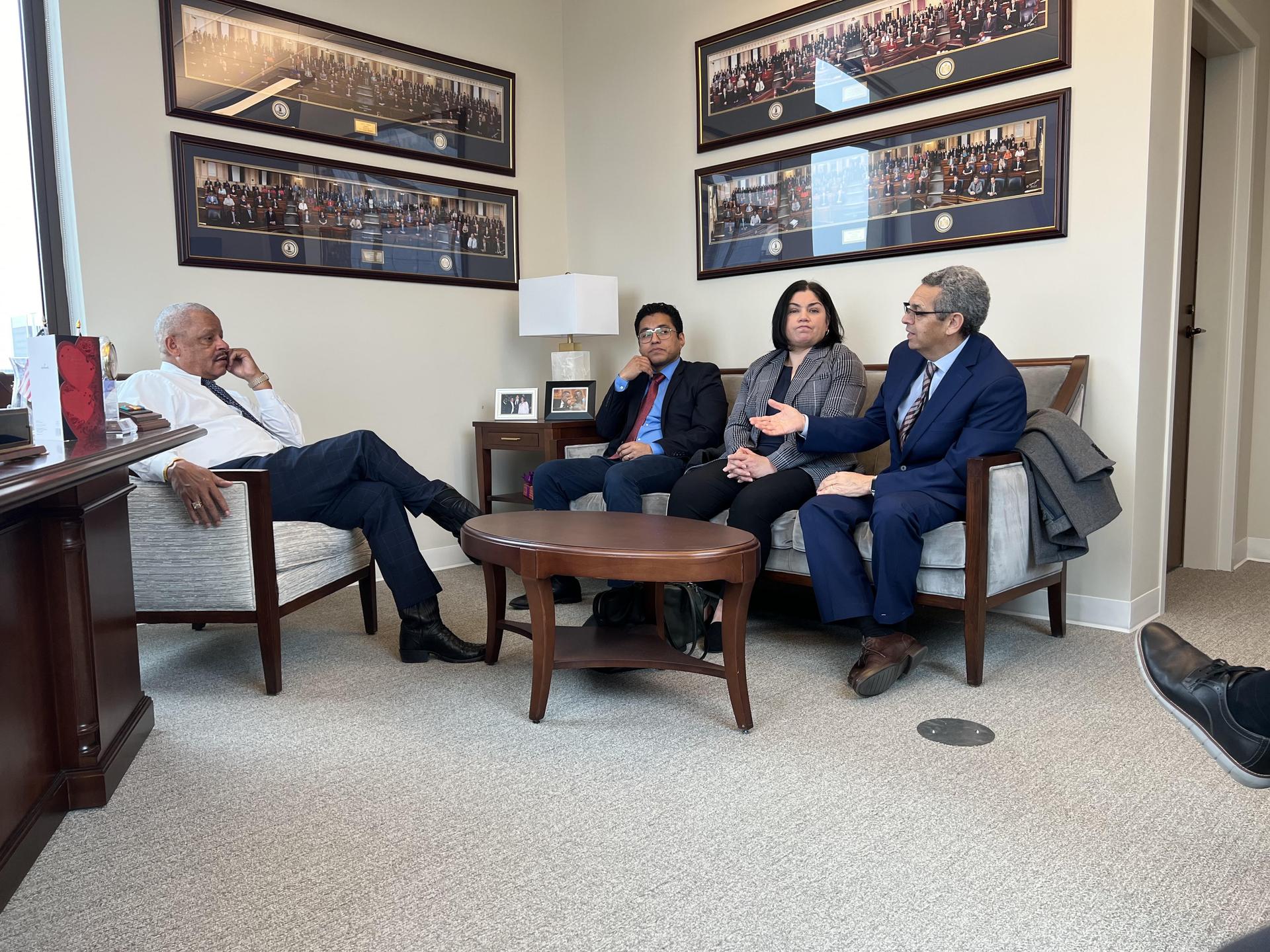 Delegate Luke Torian meeting with members of CASA including Gustavo Torres CASA President and Luis Aguilar Virginia State Director. 