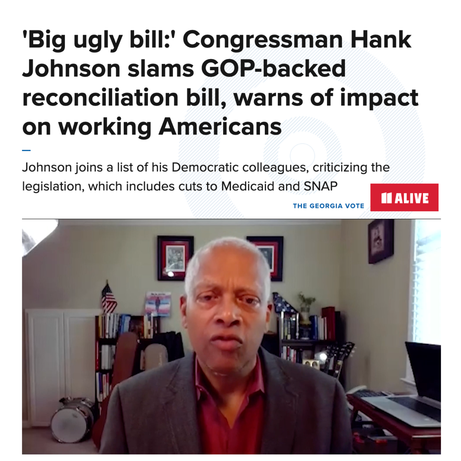 Hank Johnson 11 Alive interview snapshot