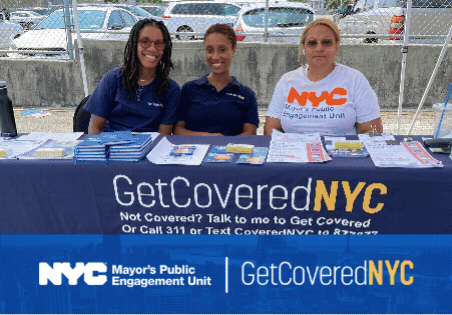 Rotating gif of images of P E U staffers with text listing GetCoveredNYC, Special Projects, Tenant Support Unit, and Home Support Unit text