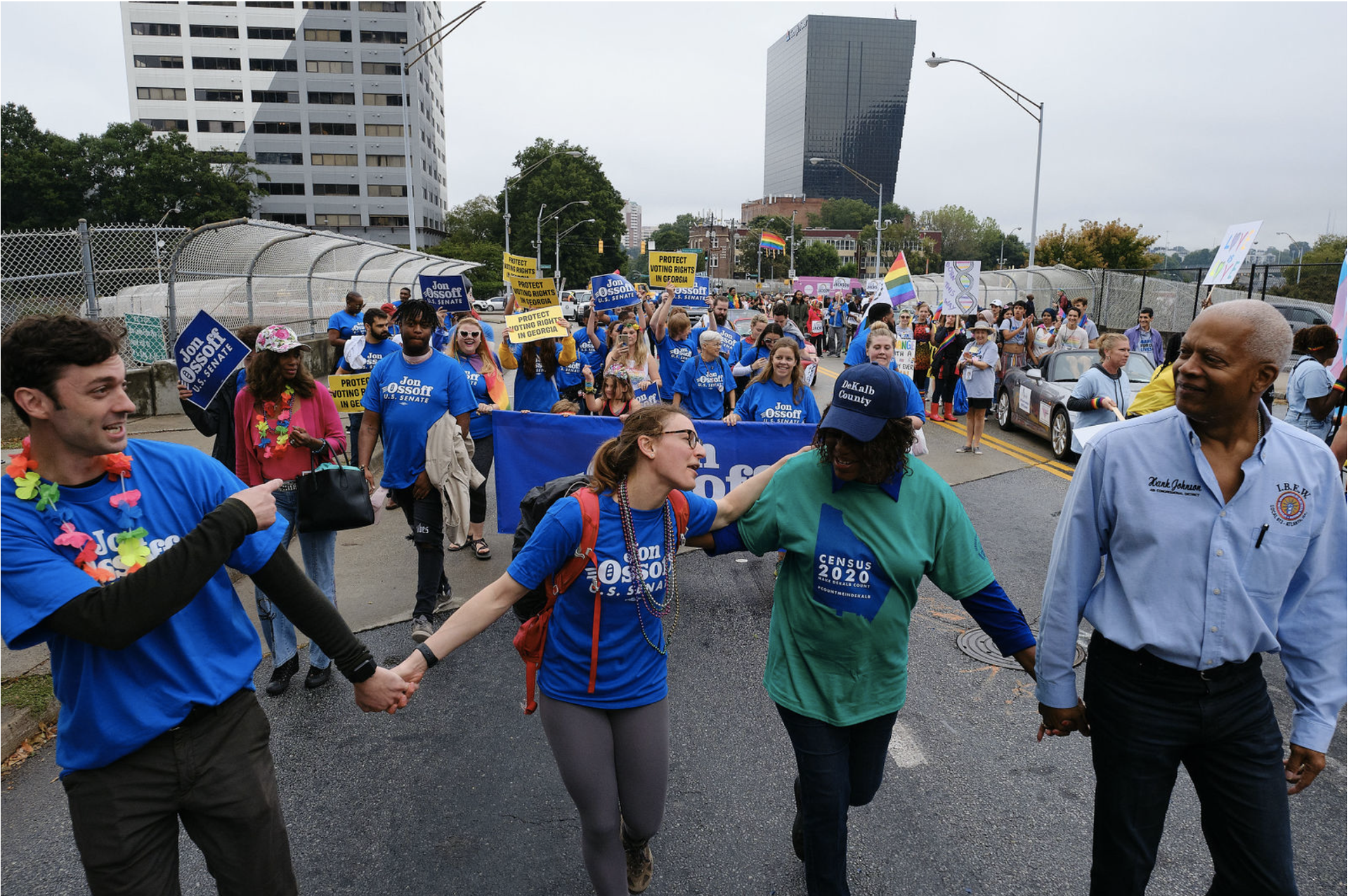 Jon Ossoff and Hank Johnson at Pride Parade