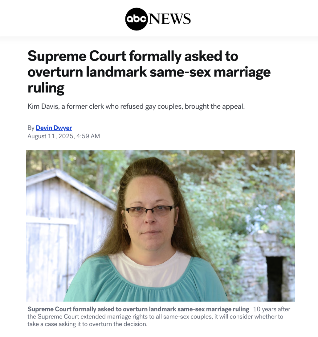 ABC News: Supreme Court formally asked to overturn landmark same-sex marriage ruling