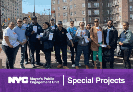 Gif rotating through images of PEU staff from GetCoveredNYC, the Tenant Support Unit, Special Projects team, and Home Support Unit