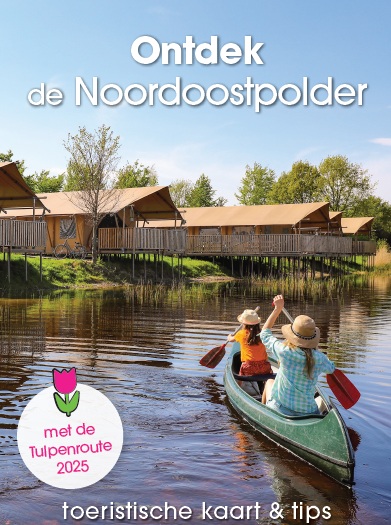 De voorkant van de toeristische kaart van de Noordoostpolder 2025