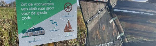 Een bord dat onderdeel uitmaakt van de escaperoute op Schokland