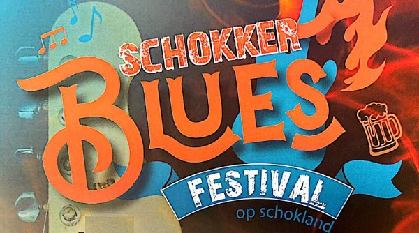 Flyer ter aankondiging van het Schokker Blues Festival