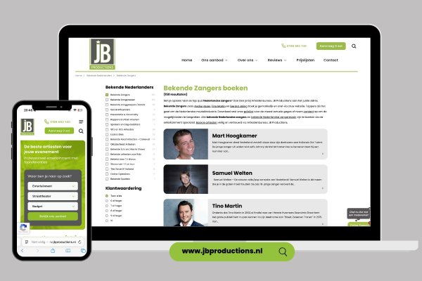 Nieuwe site JB Productions