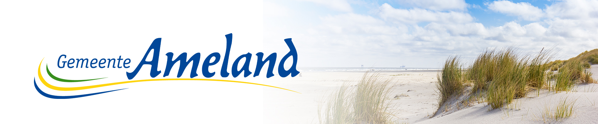 Header nieuwsbrief Gemeente Info met strand en duinen