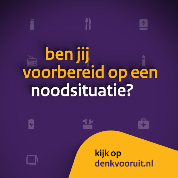 Logo van denkvooruit.nl met de tekst: ben jij voorbereid op een noodsituatie?
