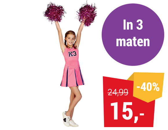 K3 Verkleedjurkje Cheerleaders in 3 verschillende maten
