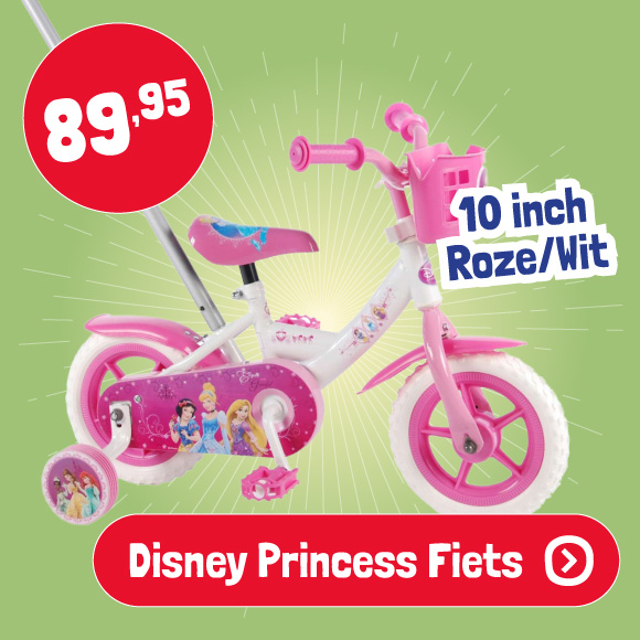 Disney Princess Fiets - 10 inch - Roze/Wit